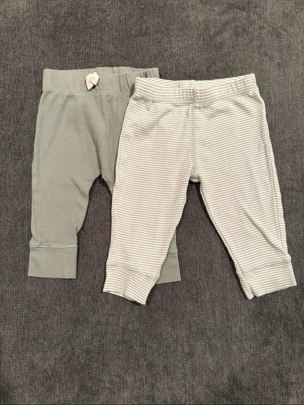 Carter's Baby Leggings Set - Sage Green Solid & Stripe